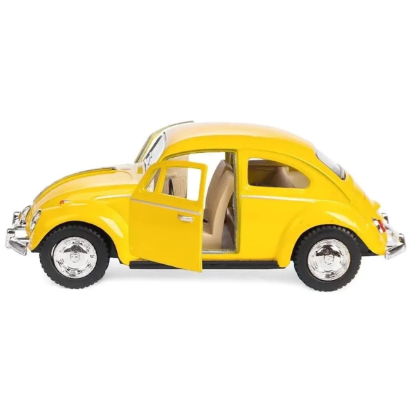 Машинка металлическая Kinsmart KT5057W 1:32 1967 Volkswagen Classical Beetle (Жук) инерционная, двери открываются / Желтый