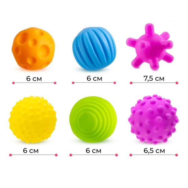 Сенсорные тактильные мячики для развития мелкой моторики (7755-2)