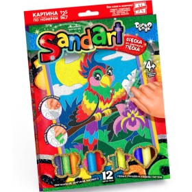 Картина цветным песком и глитером по номерам Фреска Sand Art Попугай SA-01-06