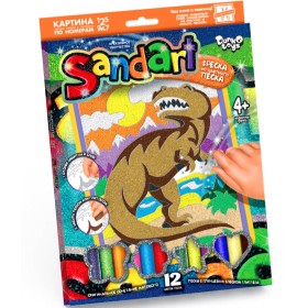 Картина цветным песком и глитером по номерам Фреска Sand Art Динозавр SA-01-08