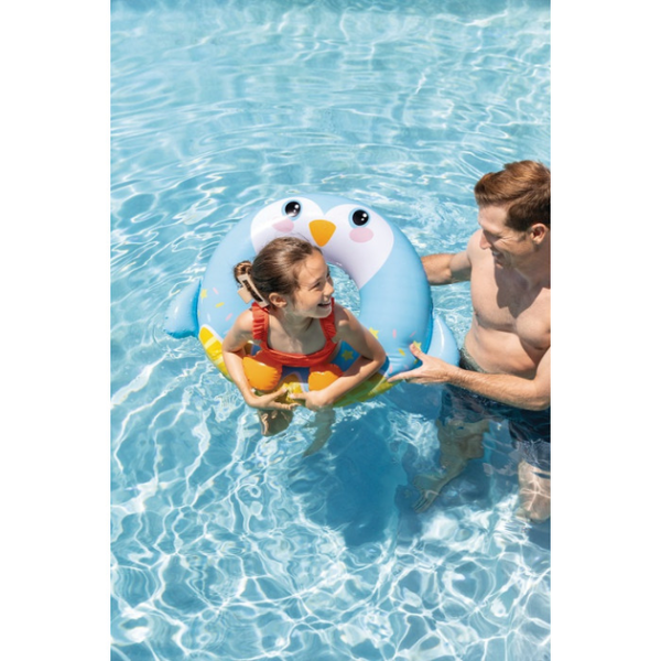 Круг детский надувной для плавания "Пингвинчик" голубой, 84 см х 76 см, от 8 лет, до 40 кг, 59266NP INTEX