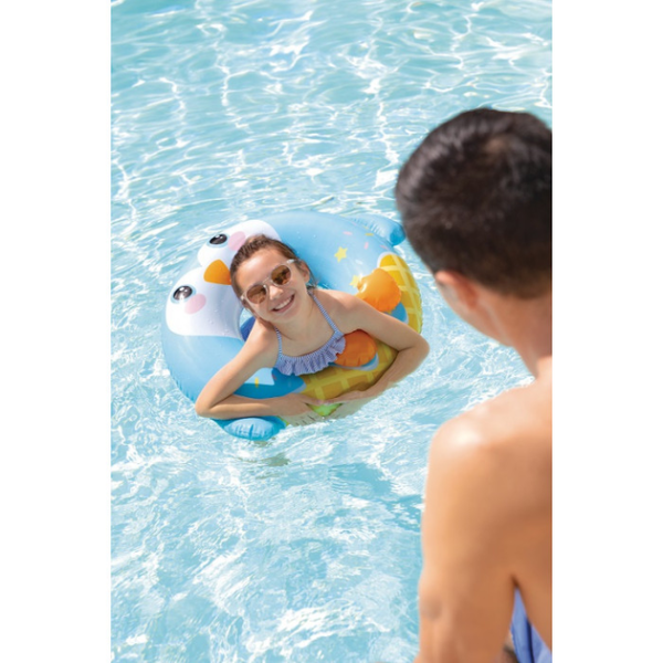 Круг детский надувной для плавания "Пингвинчик" голубой, 84 см х 76 см, от 8 лет, до 40 кг, 59266NP INTEX