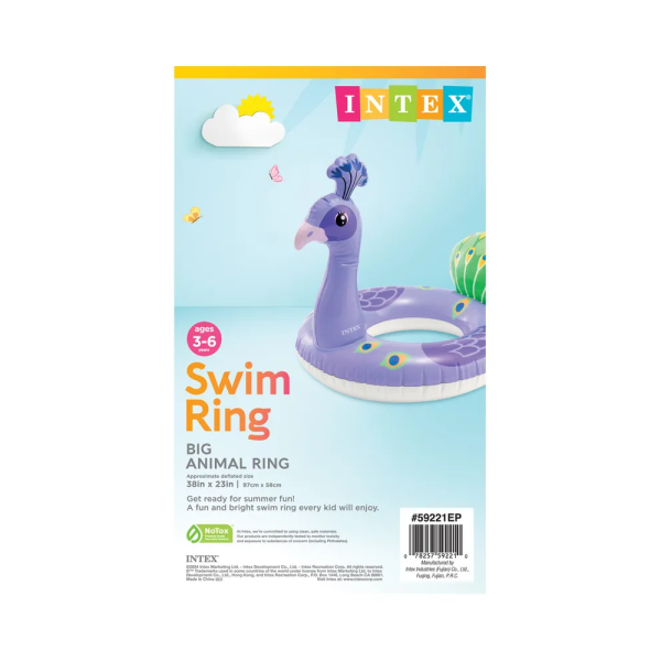 Круг надувной для детей Intex 59221 "Павлин" 107×58 см, 3–6 лет