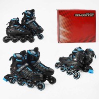 Ролики D-8305 L розмір 39-43 (6) колір СИНІЙ, колеса PU, d – 9 см, устілка 23-27 см, алюмінієва рама, гальма, переднє світло, підшип ABEC-7