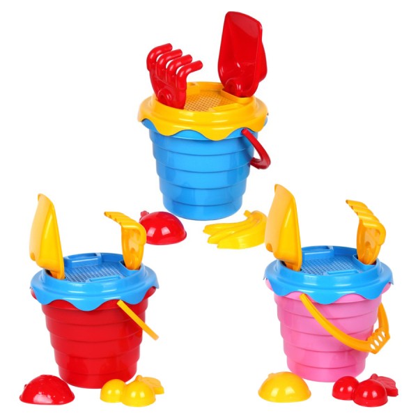 Набор песочный ТехноК (арт. 0489): ведерко, сито, лопатка, грабельки и 2 формочки