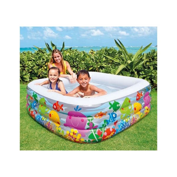 Дитячий надувний басейн 57471 р-р 159х159х50см "Акваріум" 424л, від 3 років