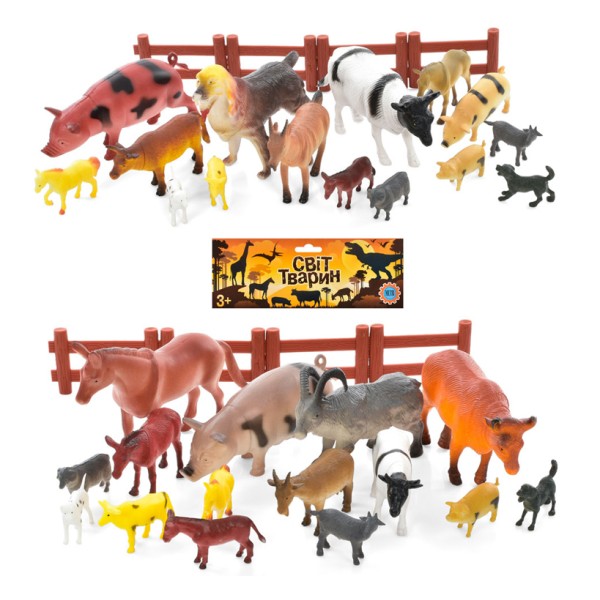 Набор фигурок домашних животных H639-1-2 - 15 животных и забор (в ассортименте)