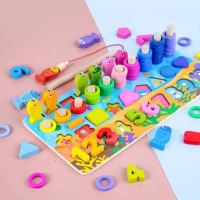 Деревянный сортер с вкладышами для малышей с магнитной рыбалкой MD 1926