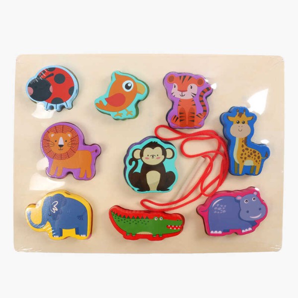 Вкладиші С 74553 (48) Тваринки, 9 штук, гра шнурівка, назви англ. мовою, у плівці