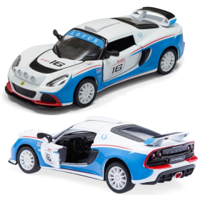 Машинка металлическая инерционная Kinsmart 1:32 2012 Lotus Exige R-GT (Лотус) KT5362W / Бело-голубой