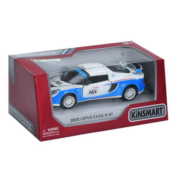 Машинка металева інерційна Kinsmart 1:32 2012 Lotus Exige R-GT (Лотус) KT5362W / Біло-блакитний