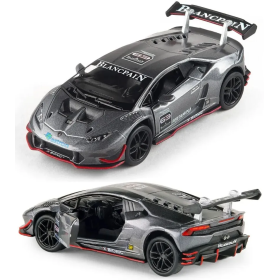 Машинка металлическая Kinsmart 1:36 Lamborghini Huracan LP620-2 KT5389W инерционная, двери открываются / Серый