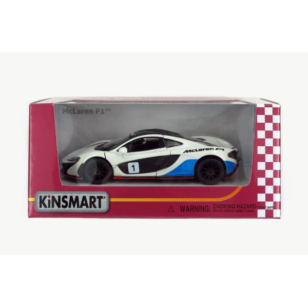 Машинка металлическая Kinsmart 1:36 McLaren P1 5393FDKT инерционная, KT5393WF Белый с принтом