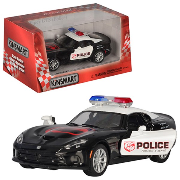 Металлическая машинка Kinsmart 1:36 2013 SRT Dodge Viper GTS инерционная, двери открываются / Полиция KT5363WP
