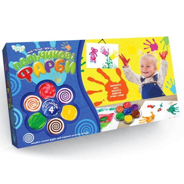 Пальчикові фарби Danko Toys РК-02-02, 4 кольори, палітра