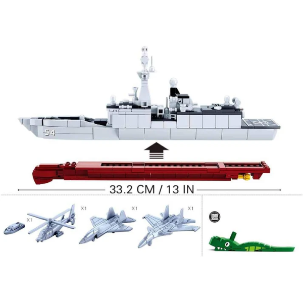 Конструктор SLUBAN M38-B0702 Військовий корабель, 1: 450, 33см, вертоліт, 417 деталей