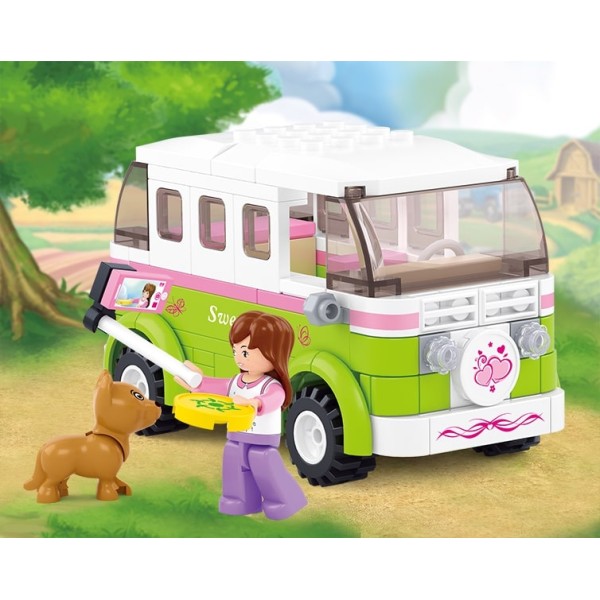 Конструктор Sluban: Туристический микроавтобус, 158 деталей и 2 мини-фигурки (M38-B0523)