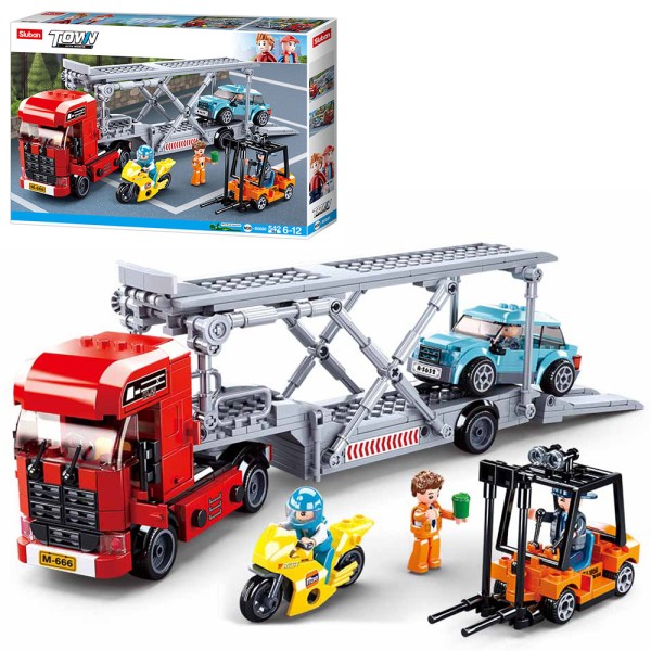 Конструктор Sluban Трейлер с машинками, серия Город, 542 детали (M38-B0880)