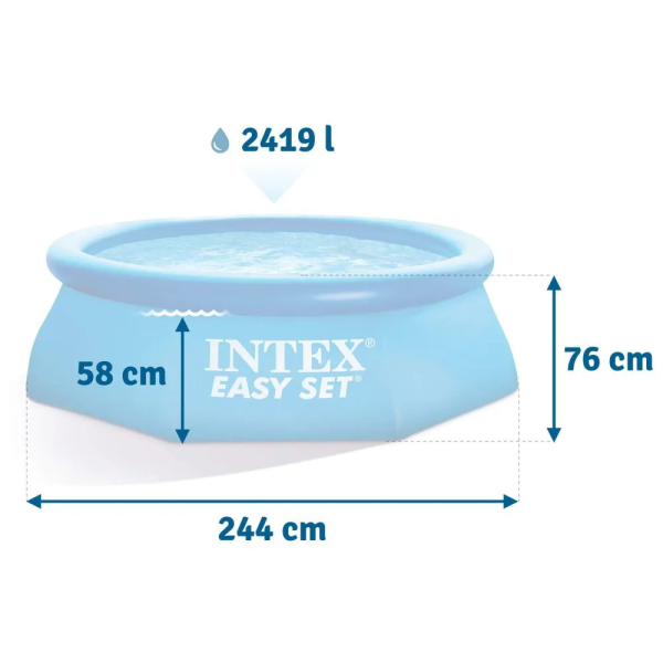 Бассейн надувной Intex 28110 NP размером 244х76см, объем: 2420л, вес: 6,3 кг