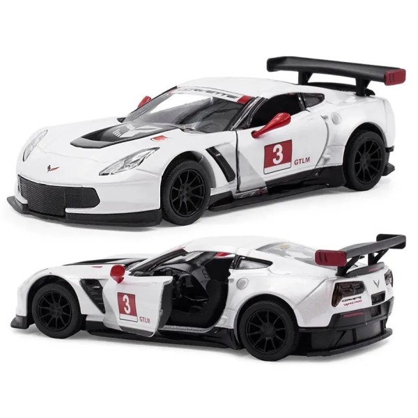 Кинсмарт Corvette C7. R Race Car 2016 белого цвета - обзор товара.