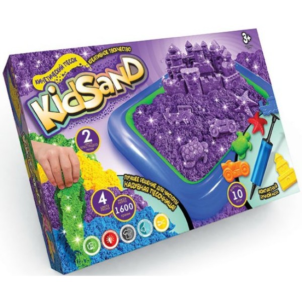 Кинетический песок "KidSand" 1600 г с песочницей