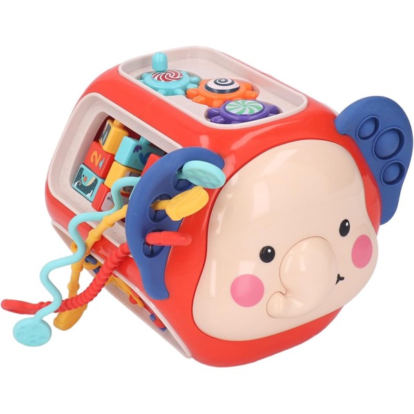 Сортер монтесори 12в1 музыкальная развивающая тактильная бизиборд игрушка Слон 919-1 (Красный)