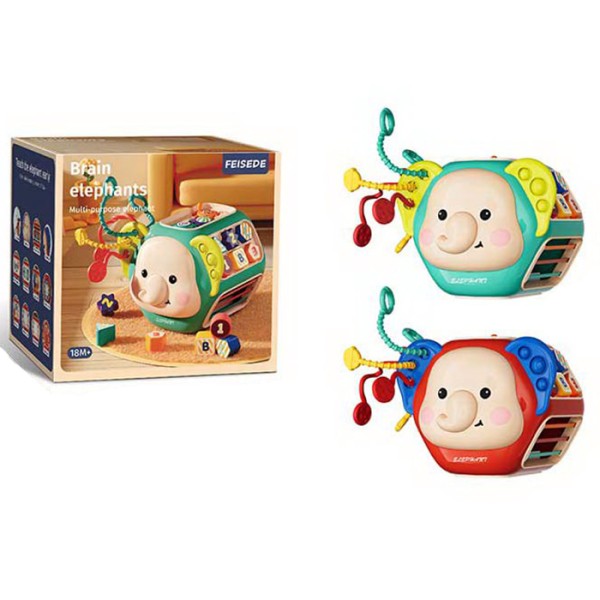 Сортер монтесори 12в1 музыкальная развивающая тактильная бизиборд игрушка Слон 919-1 (Красный)