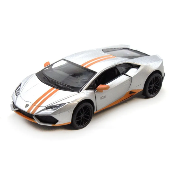 Машинка металлическая Kinsmart 1:36 Lamborghini Huracán LP610-4 Avio (инерционная, серебристый) KT5401W