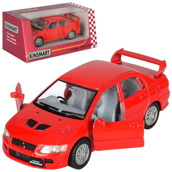 Машинка металлическая Kinsmart 1:36 "Mitsubishi Lancer Evolution VII" KT5052W инерционная, дверь открывается / Красный