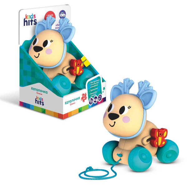 Каталочка Kids Hits Олень с подвижной головой и шнурком KH22/003