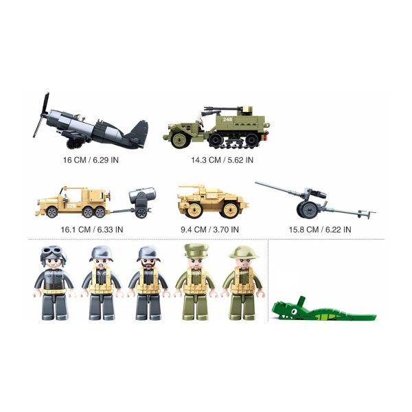 Конструктор Sluban Армия, WW2 Вторая мировая война, военная техника, 552 деталей M38-B0812