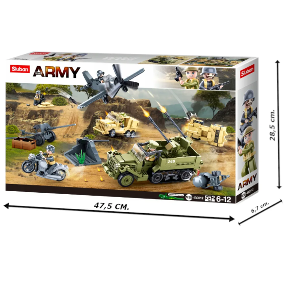 Конструктор Sluban Армия, WW2 Вторая мировая война, военная техника, 552 деталей M38-B0812
