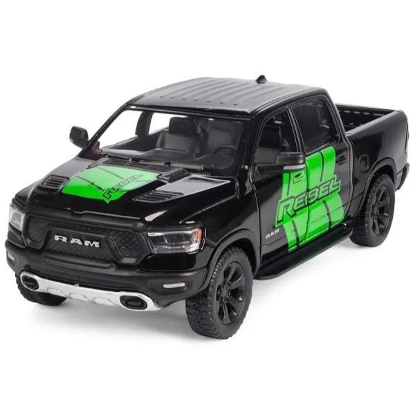 Машинка металлическая Kinsmart 1:46 Dodge RAM 1500 Livery Edition 2019 (инерционная, двери открываются, черная KT5413WF)