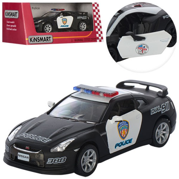 Машинка металлическая Kinsmart 1:36 2009 Nissan GT-R R35 Police KT5340WP