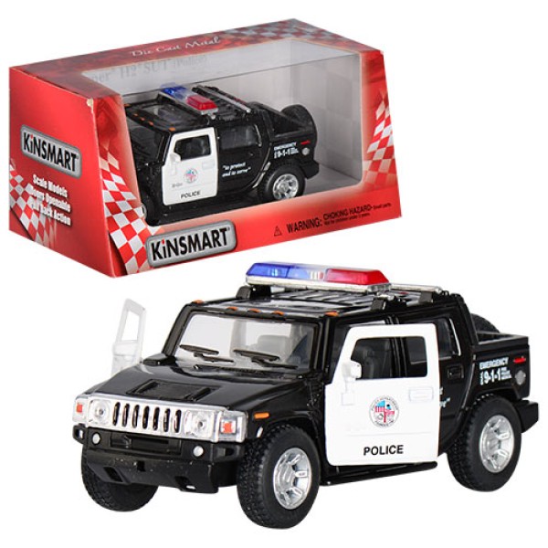 Металлическая инерционная машинка Kinsmart 1:40 Hummer H2 SUT Полиция (2005) KT5097WP