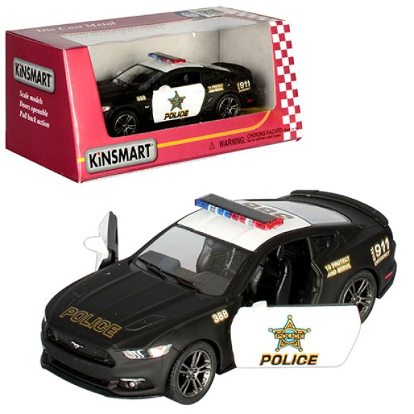 Металлическая машинка Kinsmart 1:38 2015 Ford Mustang GT Police инерционная, двери открываются KT5386WP