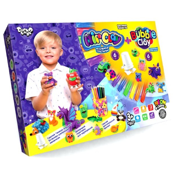 Набір пластиліну Air clay + Bubble Clay "ДАНКО ТОЙС"