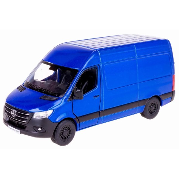 Металлическая машинка Kinsmart 1:48 Mercedes-Benz Sprinter KT5426W - инерционная модель в коробке, сделана в синем цвете