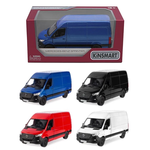 Металлическая машинка Kinsmart 1:48 Mercedes-Benz Sprinter KT5426W - инерционная модель в коробке, сделана в синем цвете