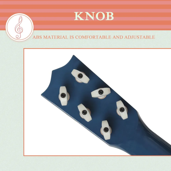 Деревянная детская гитара, 6 струн, с медиатором, настраивается (1369) Синяя