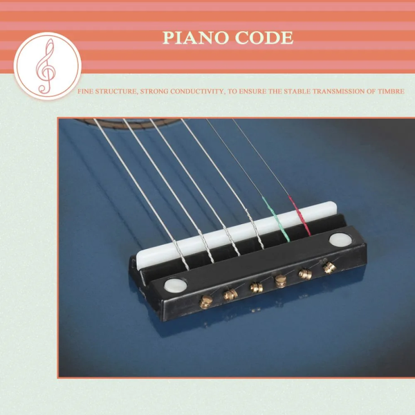 Деревянная детская гитара, 6 струн, с медиатором, настраивается (1369) Синяя