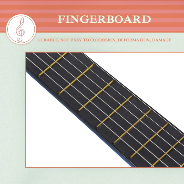 Деревянная детская гитара, 6 струн, с медиатором, настраивается (1369) Синяя