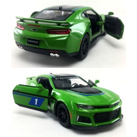 Металлическая машинка Kinsmart 1:38 Chevrolet Camaro ZL1 2017 KT5399WF инерционная, цвет Зеленый с принтом