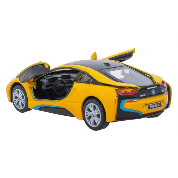 Машинка металлическая Kinsmart 1:36 BMW i8 инерционная KT5379WA Жёлтая