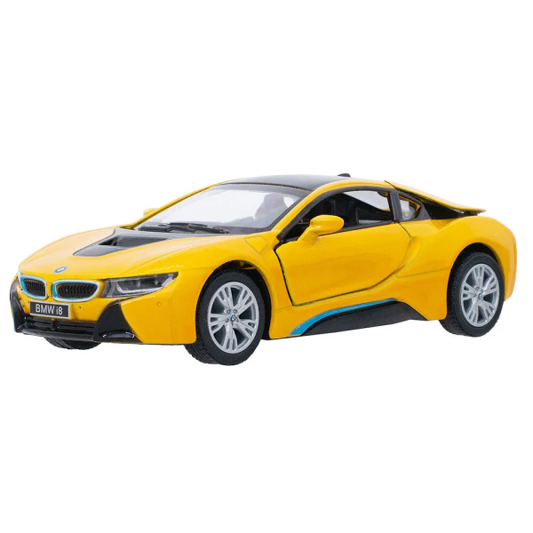 Машинка металлическая Kinsmart 1:36 BMW i8 инерционная KT5379WA Жёлтая