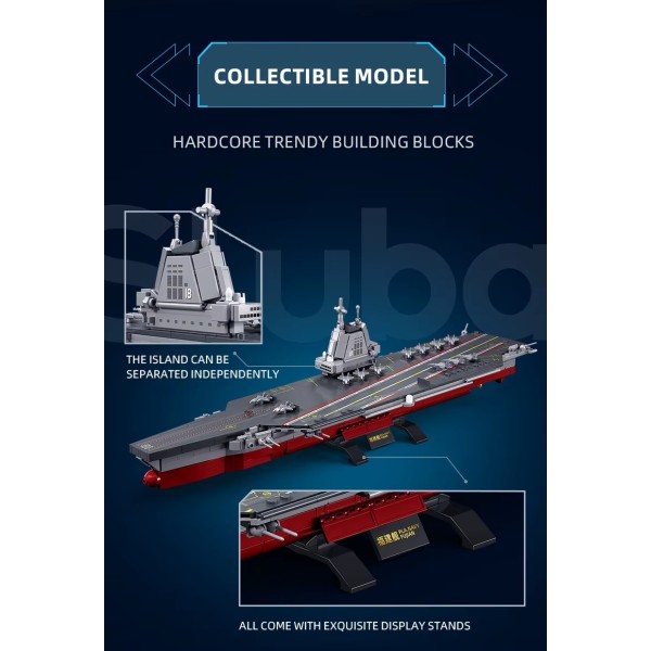 Конструктор Sluban M38-B1211 Авианосец Фуцзянь, Модельки, масштаб 1:700, 557 деталей