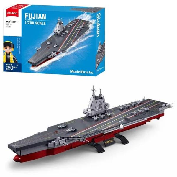 Конструктор Sluban M38-B1211 Авианосец Фуцзянь, Модельки, масштаб 1:700, 557 деталей