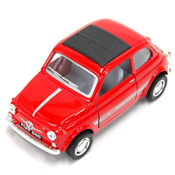Машинка металлическая Kinsmart 1:24 Fiat 500 1957 инерционная, двери открываются, красная, KT5004W