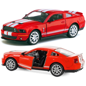 Машинка металевая Kinsmart 1:38 Ford Mustang Shelby GT500 2007 KT5310W инерционная, двери открываются / Красно-белый