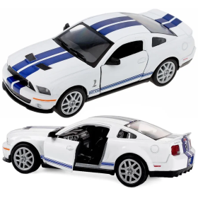 Машинка металевая Kinsmart 1:38 Ford Mustang Shelby GT500 2007 KT5310W инерционная, двери открываются / Бело-синий